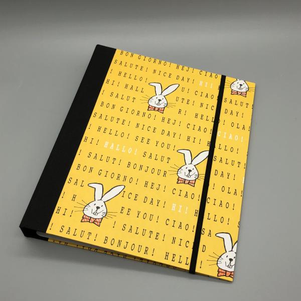 Planer Ringbuch Ringmechanik Front Hase Grüße gelb schwarz